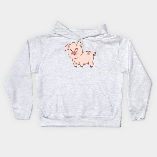 Kawaii pig Kids Hoodie by Modern Medieval Design